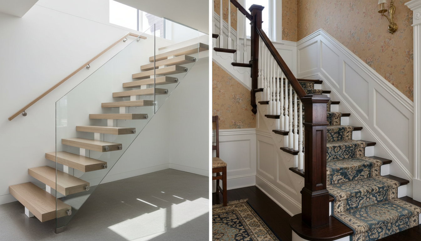 Open riser vs closed riser staircase comparison Ontario