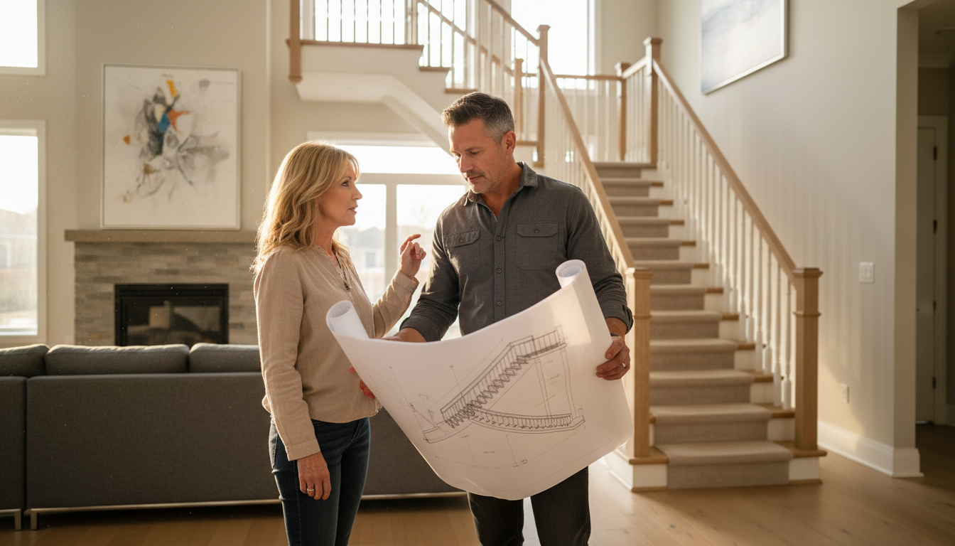 Custom staircase builder consulting with Barrie Ontario homeowner — C.O.R.S design consultation