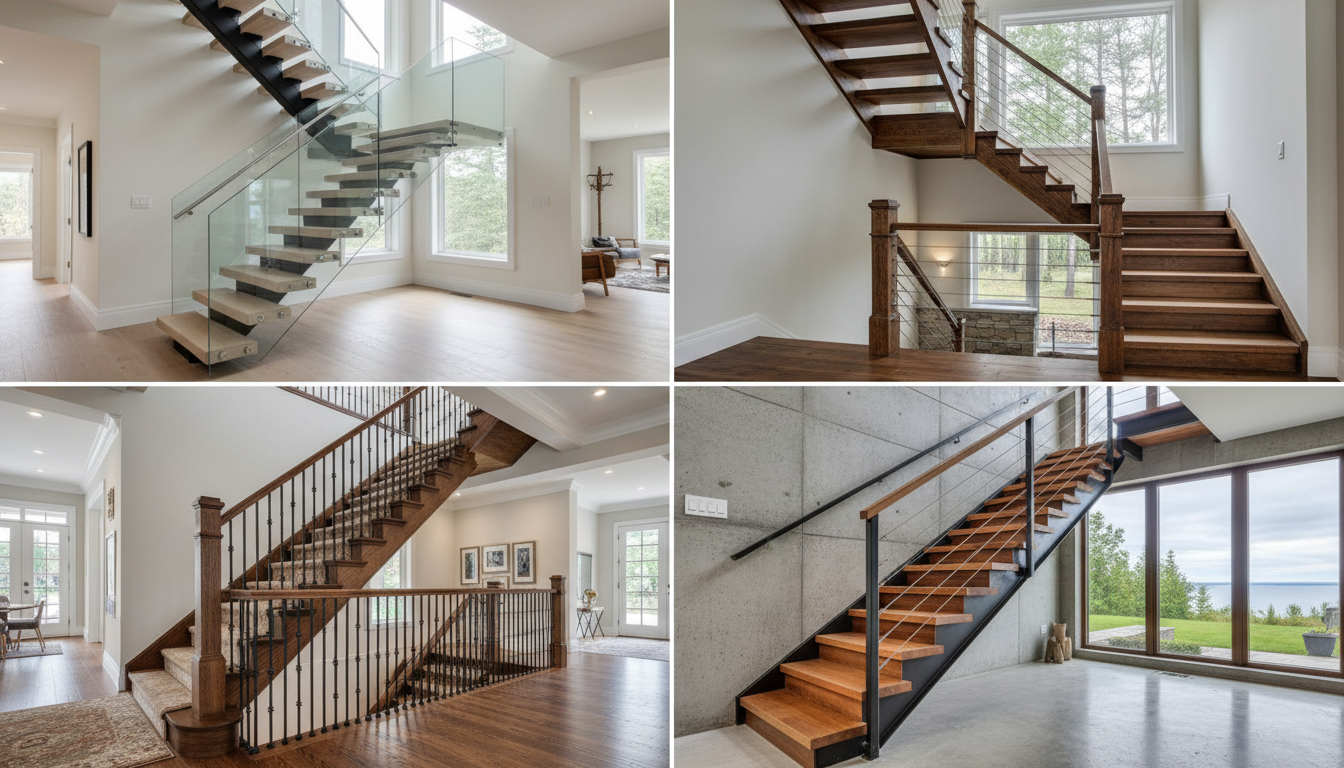 Custom staircase design ideas Ontario 2026 — four styles